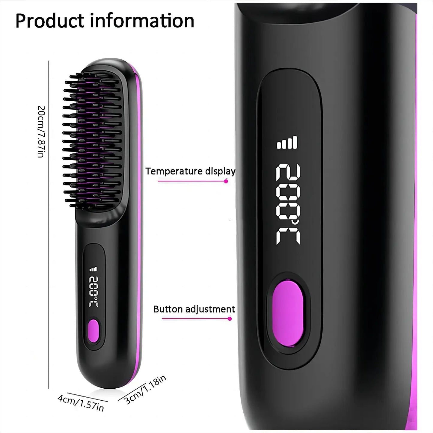 Hair Straightening Brush - Mini Negative Ion Hot Brush - Travel Essentials