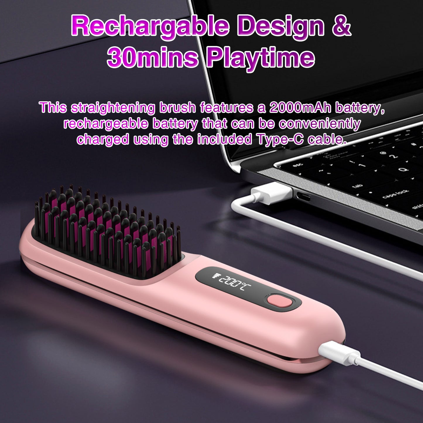 Hair Straightening Brush - Mini Negative Ion Hot Brush - Travel Essentials
