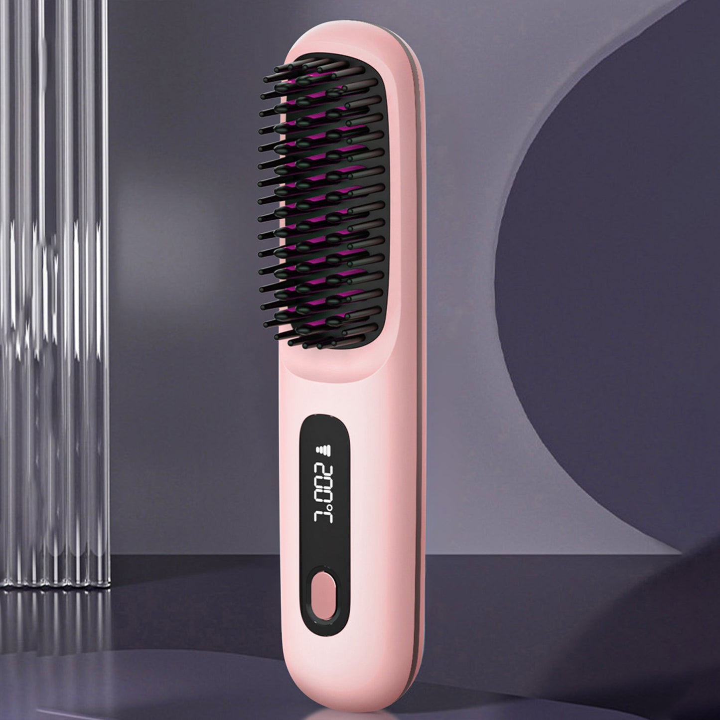 Hair Straightening Brush - Mini Negative Ion Hot Brush - Travel Essentials