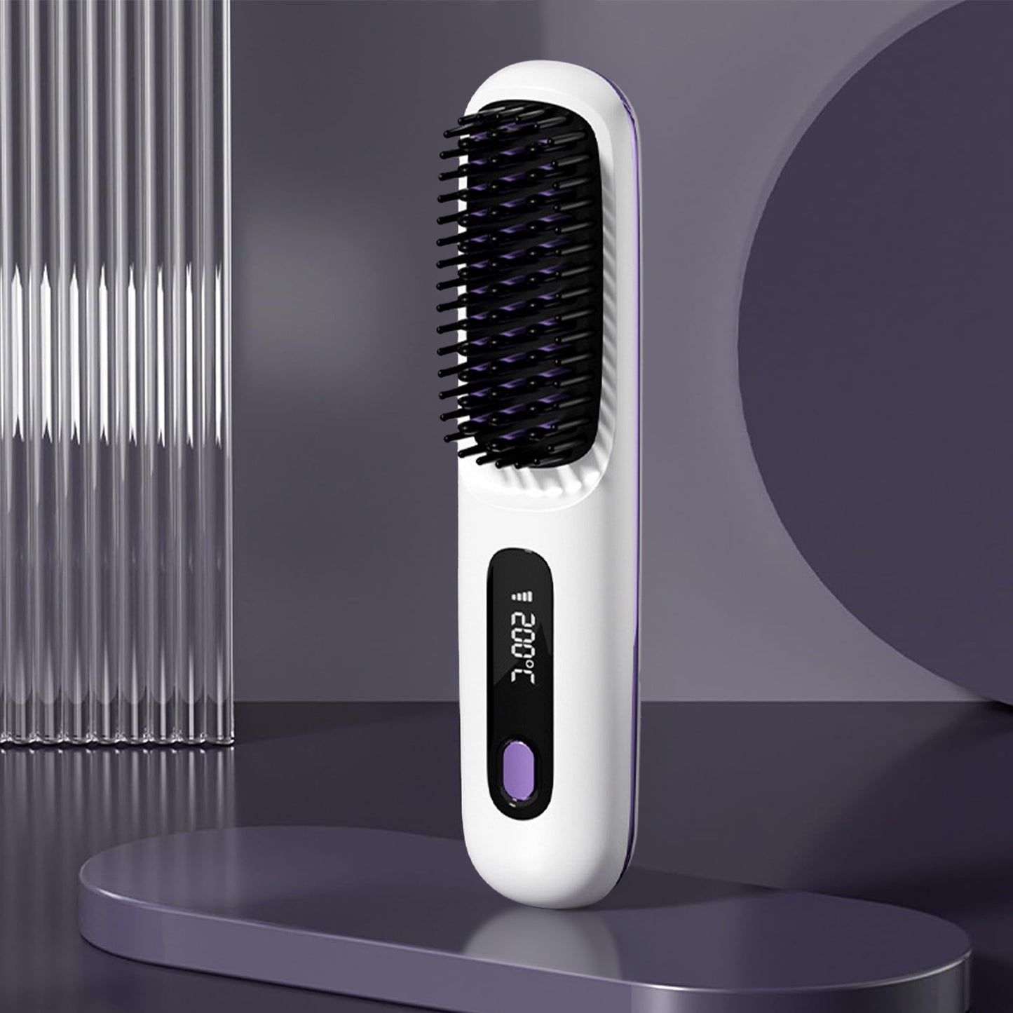 Hair Straightening Brush - Mini Negative Ion Hot Brush - Travel Essentials